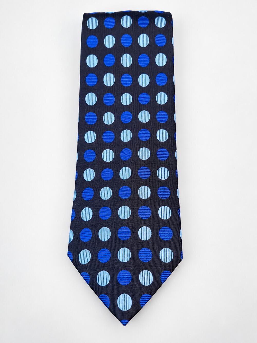 Men’s Navy Blue Polka Dot Necktie Light Blue Royal Blue Classic Dress Tie